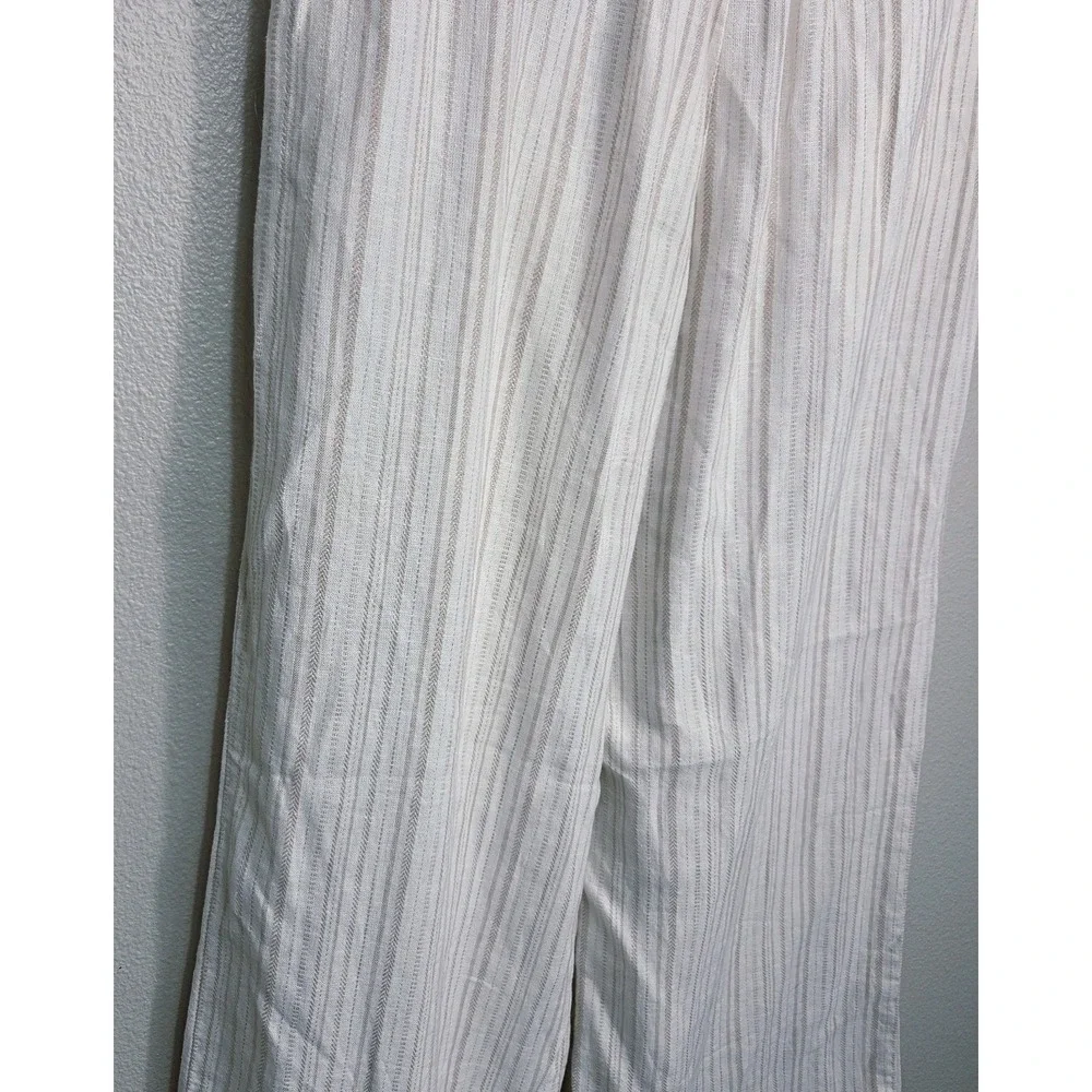 Banana Republic Factory Striped Wide Leg Pants Size 4 Linen Blend Neutral